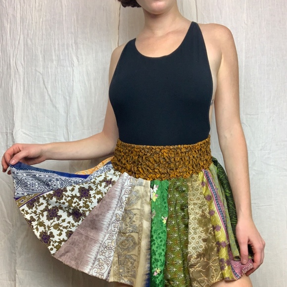 High Waist Multi Pattern Mini Skirt From Italy - Picture 3 of 6